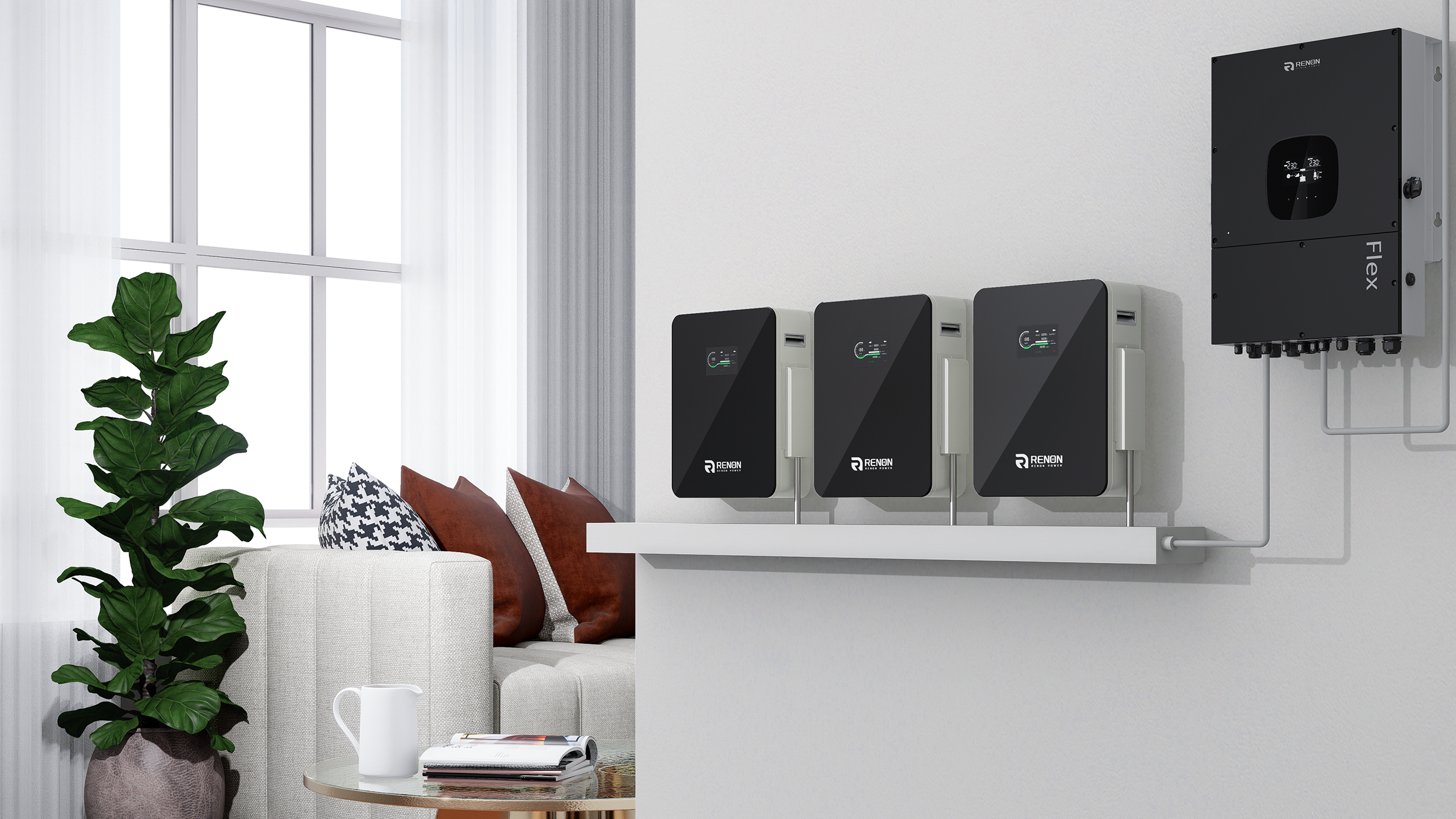 Renon Flex inverter works with wall-mounted Xcellent battery.